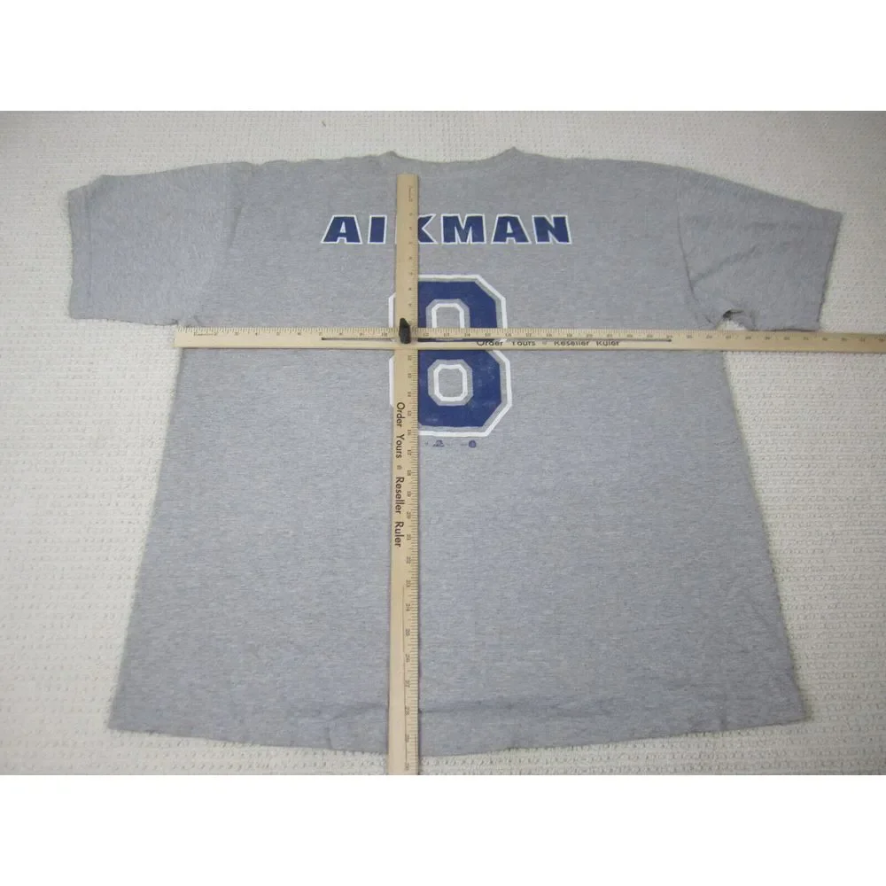 VTG Dallas Cowboys Shirt Mens 2XL XXL Gray Troy Aikman NFL Football #8 Crew Neck
